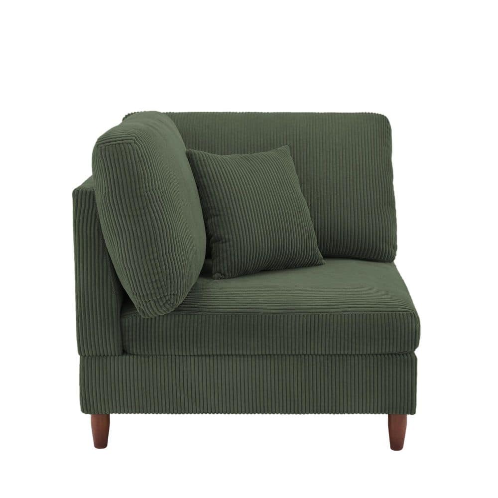Uixe Green Corduroy Fabric Left Arm Facing Sectional Corner Arm