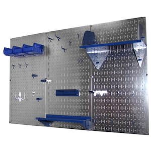 32 in. x 48 in. Metal Pegboard Standard Tool Storage Kit with Galvanized Pegboard and Blue Peg Accessories