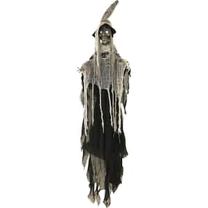 62 in. Poseable Hanging Witch with Button Eyes Halloween Prop