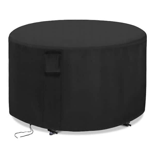 Angel Sar 48 in. x 28 in. Waterproof Outdoor Round Table Cover for Patio Garden, Black