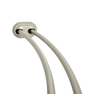 NeverRust 50 in. to 72 in. Aluminum Adjustable Tension Double Curved Shower Rod in Satin Nickel