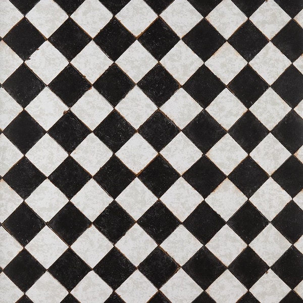 Jeremiah Brent Black & White Vintage Check Peel and Stick Vinyl Textured Wallpaper Roll (covers 28 sq.ft.)