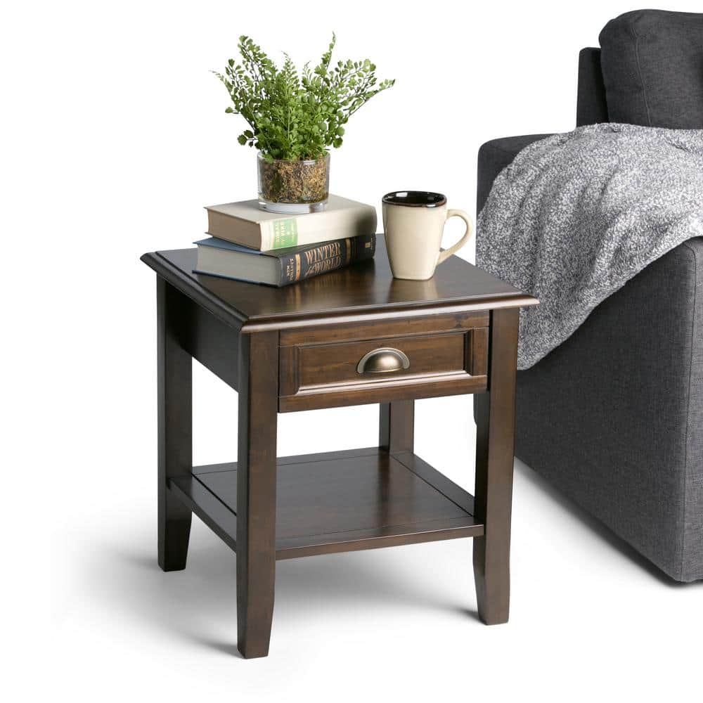 Burlington Mahogany Brown 18" Square Wood End Table with Storage