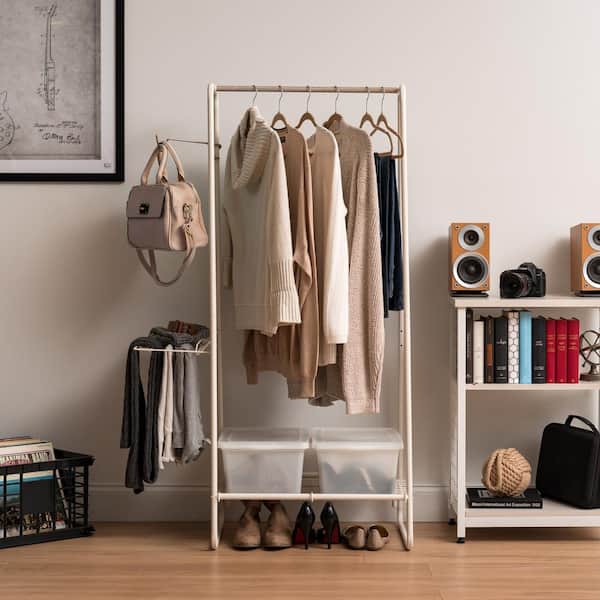 White Metal Clothes Rack 35.24 in. W x 596 in. H