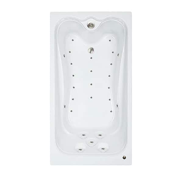 Comfortflo Premier 60 in. x 32 in. Acrylic Rectangular Drop-in Air Bathtub with Reversible Drain in Biscuit