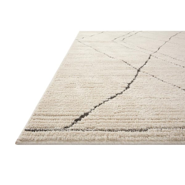 Fabian Ivory/Charcoal 2 ft. 7 in. x 4 ft. Geometric Moroccan Area Rug