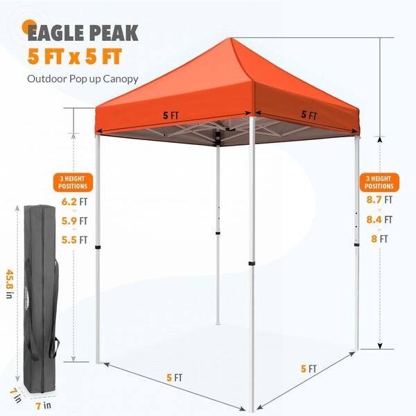 EAGLE PEAK 5 ft. x 5 ft. Pop Up Canopy Tent Instant Outdoor Canopy E25 ORG HD The Home Depot