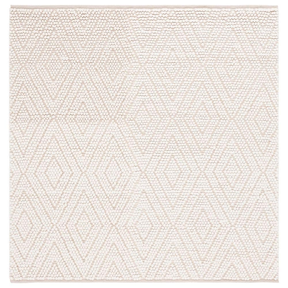 SAFAVIEH Natura 6 ft. x 6 ft. Ivory Diamond High-Low Solid Color Square ...