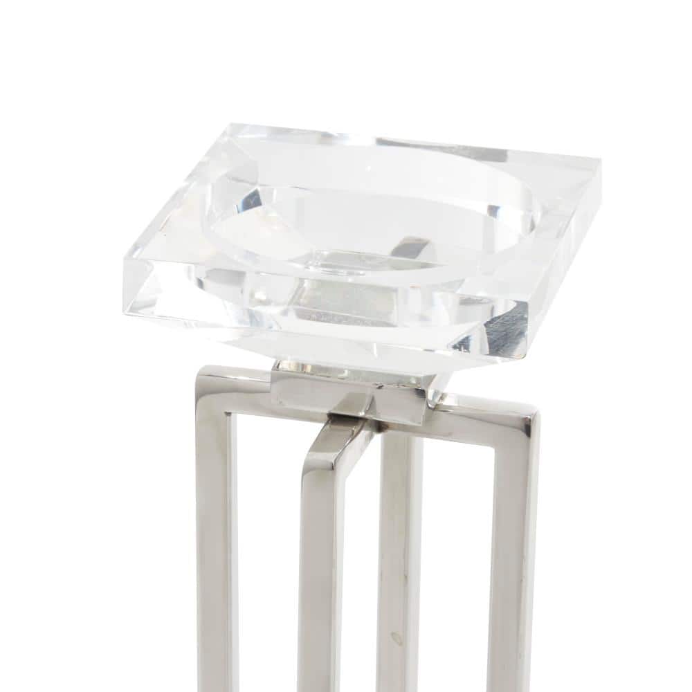 Silver Stainless Steel Square Candle Holders, Set of 2
