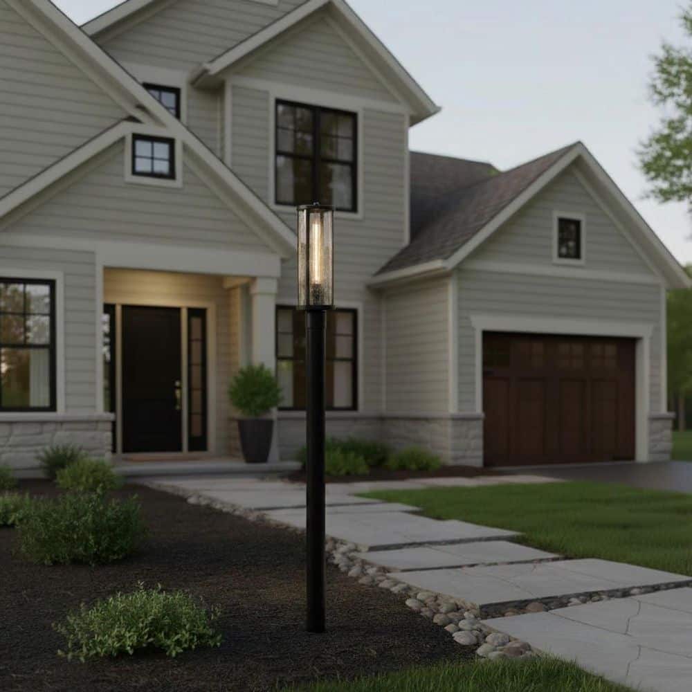 LARK Alfie 1-Light Black Metal Weather Resistant Post Light with No ...