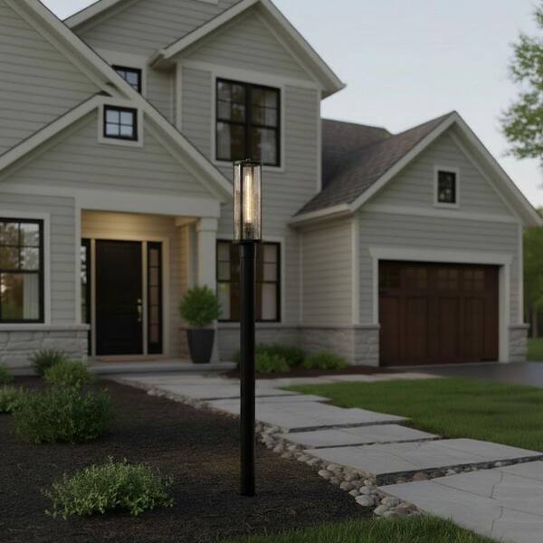 Alfie 1-Light Black Metal Weather Resistant Post Light with No Bulbs Included