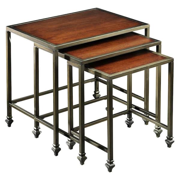 Home Decorators Collection Hazeltown Antique Metal and Cherry 24 in. W Nested Tables (3-Piece)
