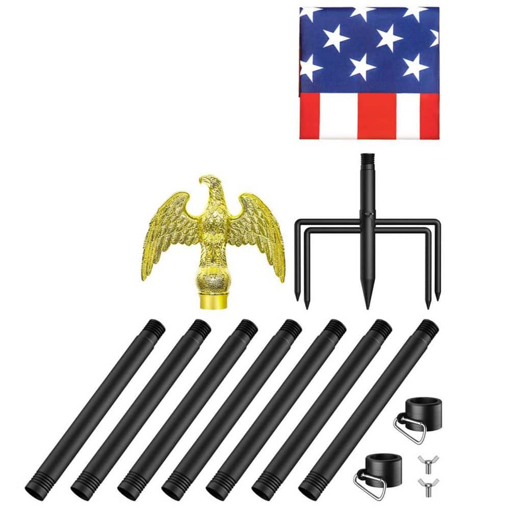 10 ft. Outdoor Flagpole Kit Black Heavy Duty, Tangle Free Flagpole, Include American 3 X 5 Flag price history on PriceWatchPro