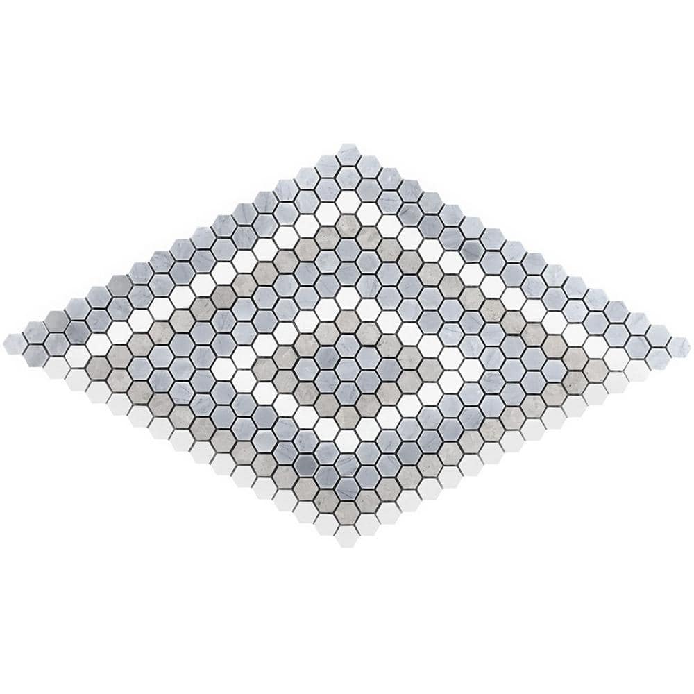 Hyperion Beige and Gray Marble Hexagon Mosaic Tile Sheet