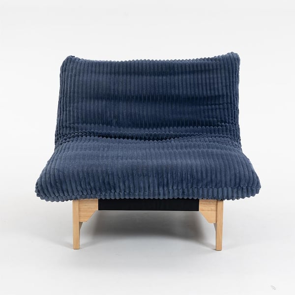 Navy Blue Corduroy Fabric Medium Bean Bag, Living Room and Bedroom Casual Accent Chair, Armless Lazy Sofa