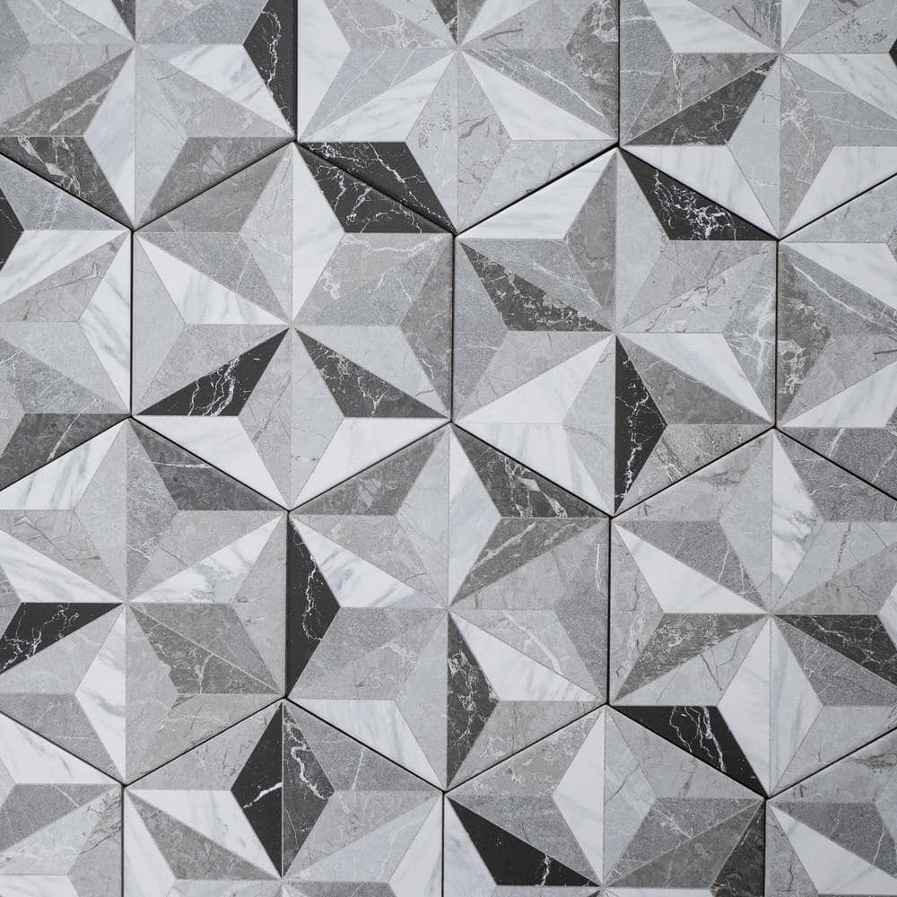MOLOVO Iris Gray Hexagon 7.7 in. x 8.9 in. Matte Porcelain Marble look  Floor and Wall Tile (9.05 sq. ft./Case) IR-GRH8B - The Home Depot