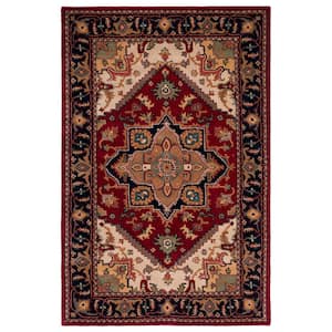 Heritage Red 8 ft. x 11 ft. Border Floral Medallion Area Rug