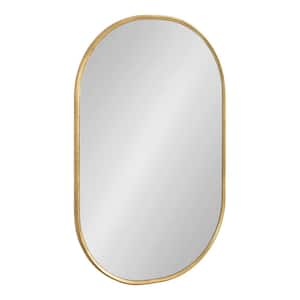 Caskill 22.00 in. W x 34.00 in. H Gold Oval Modern Framed Decorative Wall Mirror