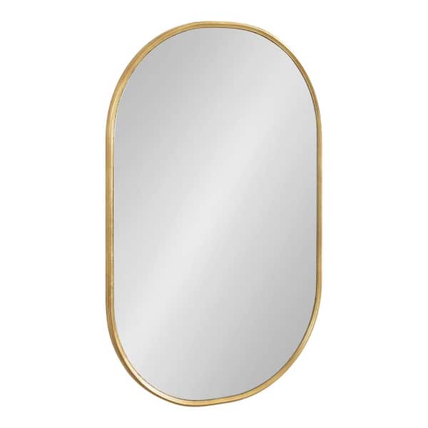 Kate and Laurel Caskill 22.00 in. W x 34.00 in. H Gold Oval Modern Framed Decorative Wall Mirror