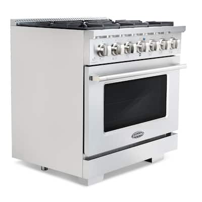 Commercial-Style 36 in. 4.5 cu. ft. Gas Range with 6 Italian Burners and Heavy Duty Cast Iron Grates in Stainless Steel