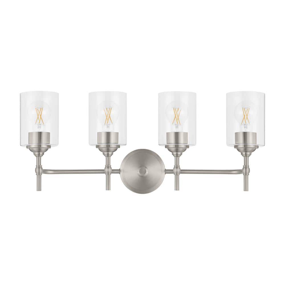 Ayelen 4-Light Brushed Nickel Modern Bathroom Vanity Light with Clear Glass