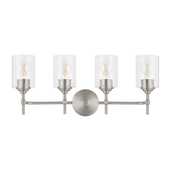 Ayelen 4-Light Brushed Nickel Modern Bathroom Vanity Light with Clear Glass