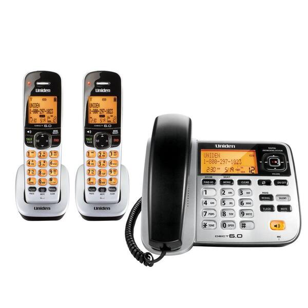 Uniden DECT 6.0 Corded and Cordless Phone with 2 Handsets and Digital Answering System-DISCONTINUED