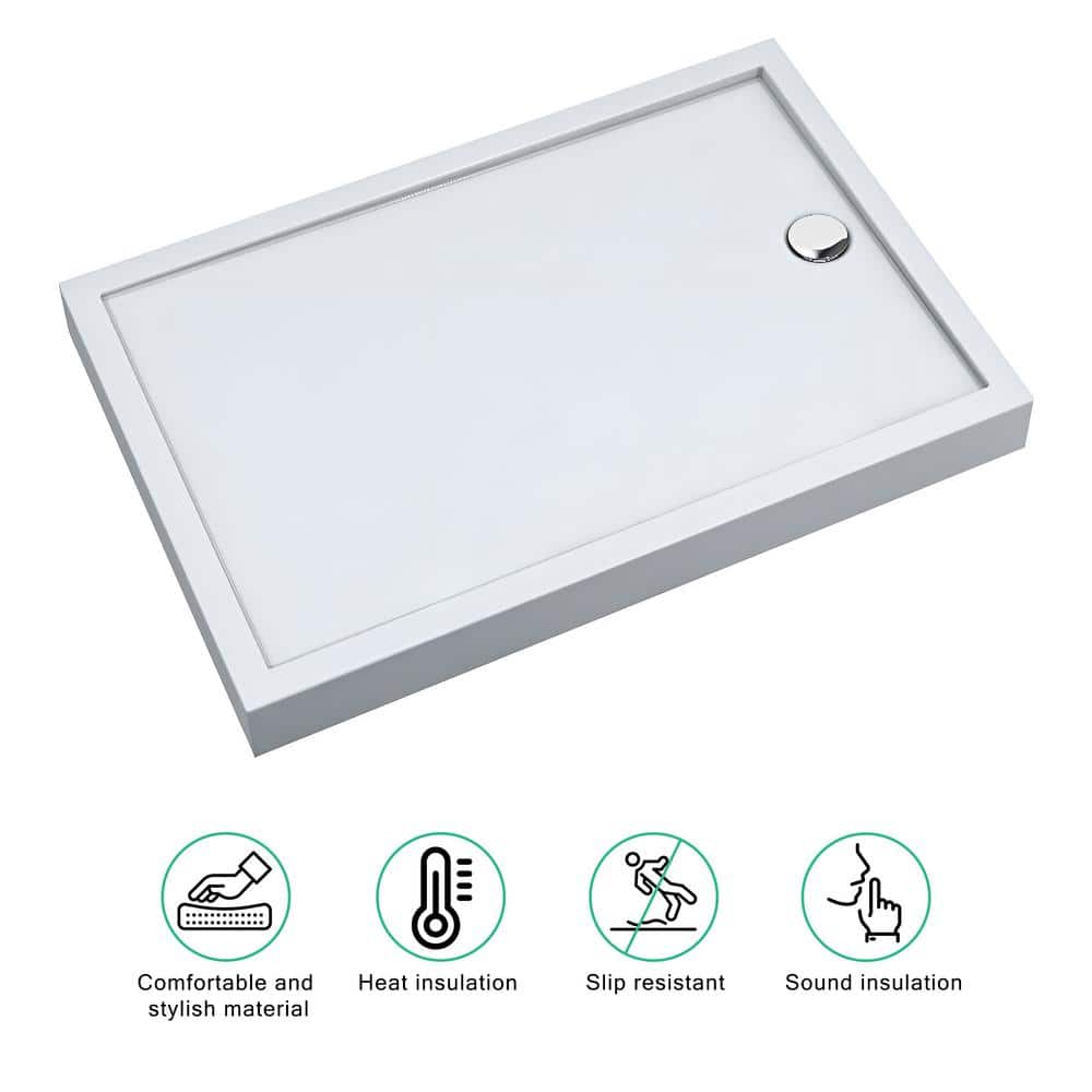 Jamaica 48" x 36" White Rectangular Shower Base