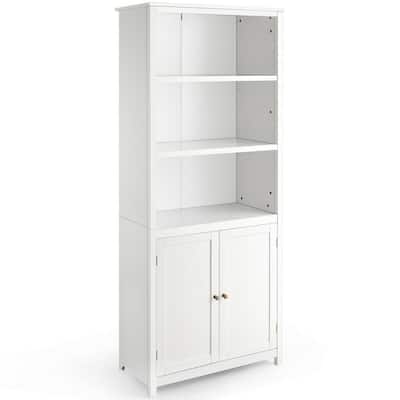 White Bookcases Home Office, Slim White Bookcase With Door