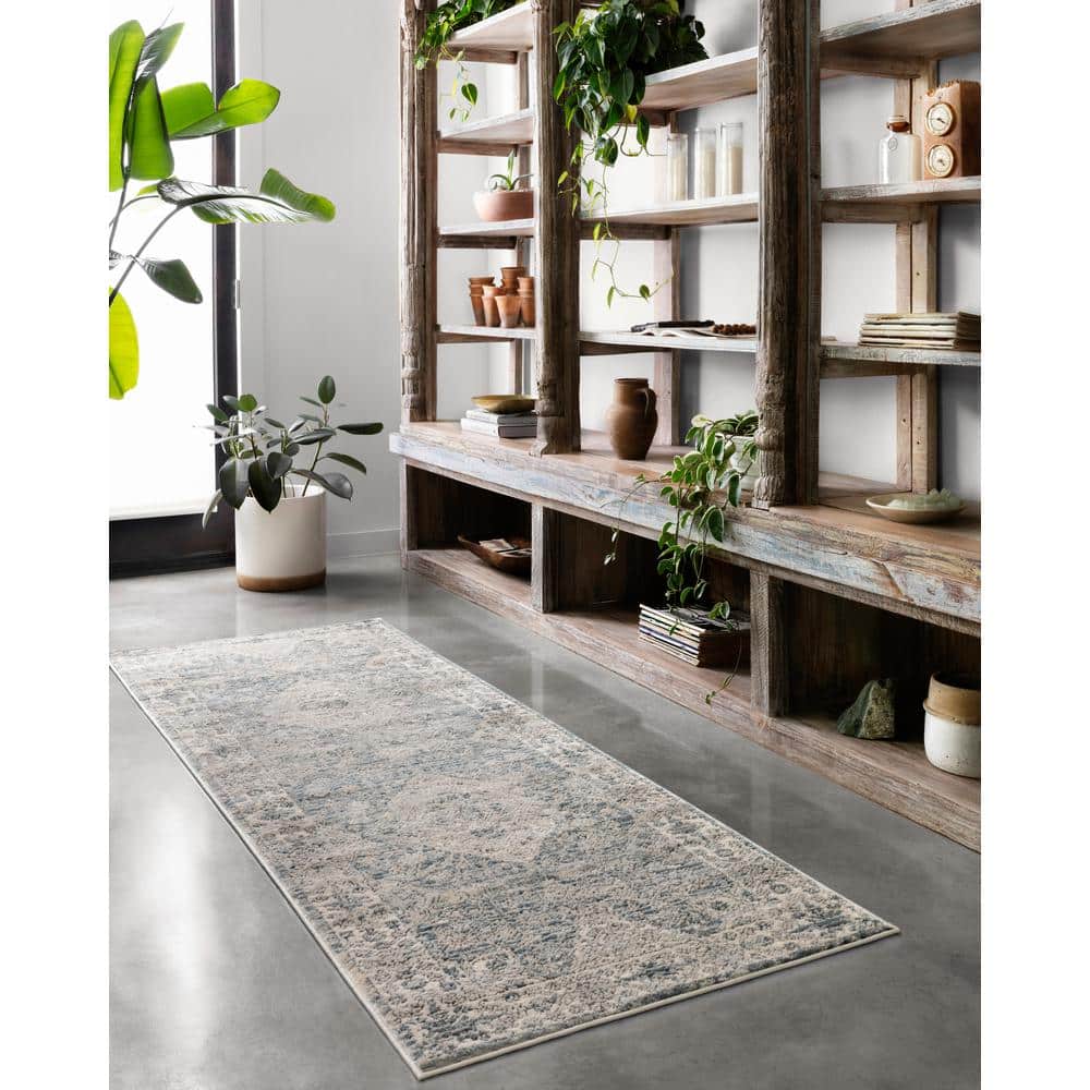 Elysian Blue 32" x 90" Handmade Synthetic Area Rug
