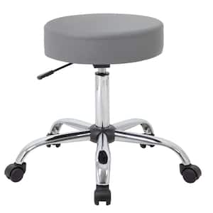 Grey Vinyl Task Stool with Chrome based and Seat Height Adjusment