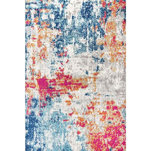 Sunset Modern Abstract Blue/Multi 5 ft. x 8 ft. Area Rug