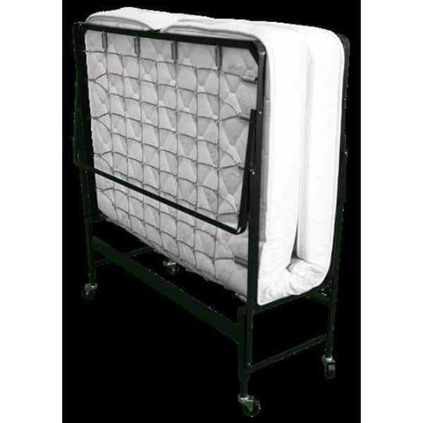 Twin Rollaway Bed with Off-White Foam Mattress and Metal Frame