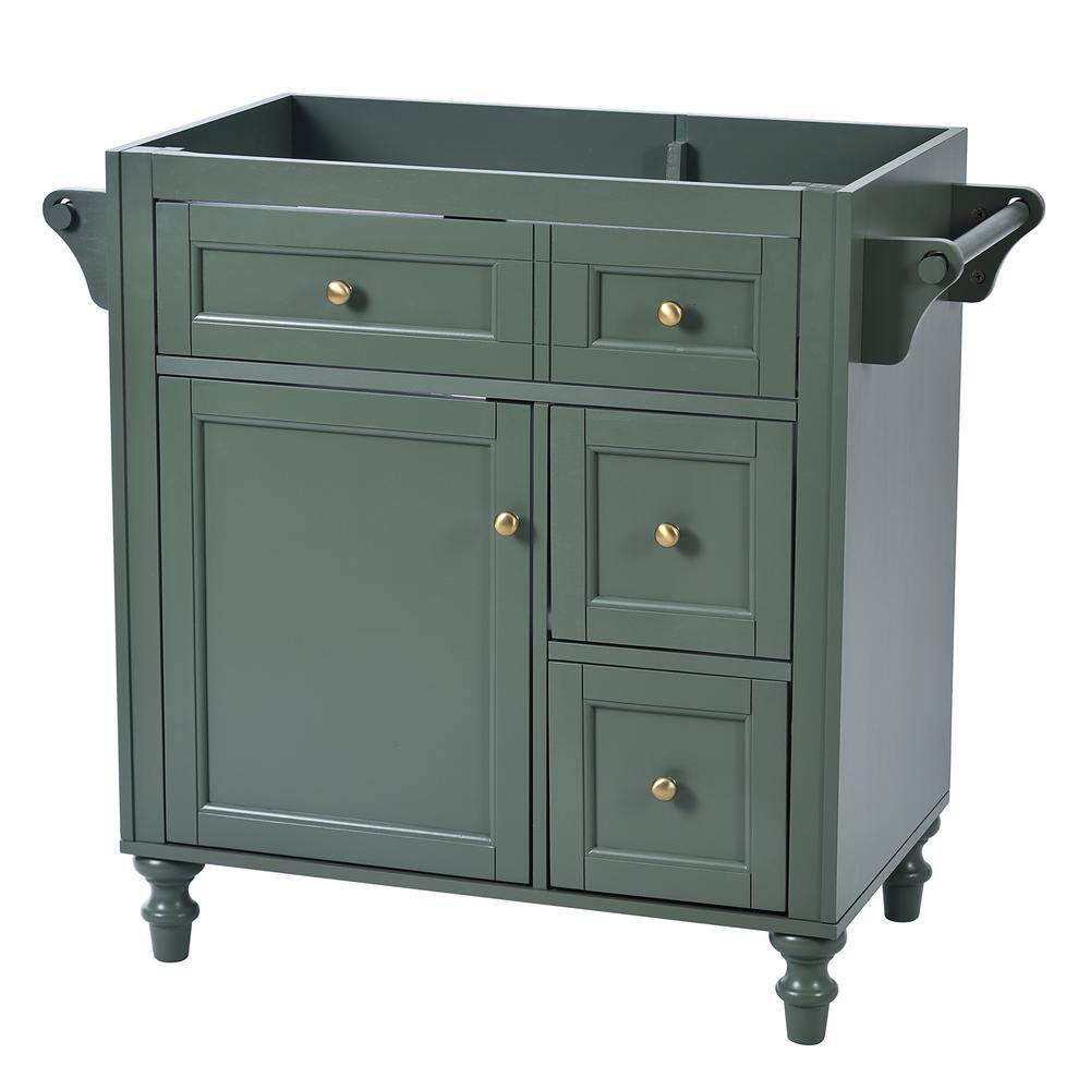 30'' Green MDF Freestanding Bathroom Vanity with Gold Hardware