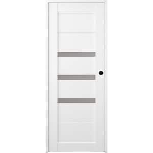 Rita 36 in. x 96 in. Right-hand 3-Lite Frosted Glass Solid Core Bianco Noble Wood Composite Single Prehung Interior Door