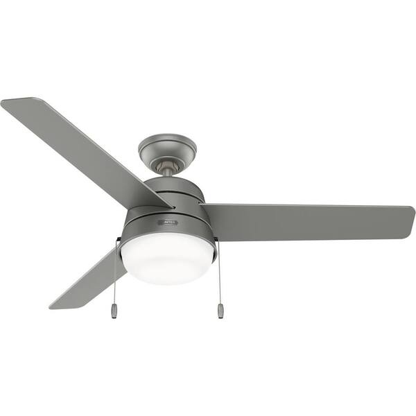 Hunter Aker 52 in. LED Indoor/Outdoor Matte Silver Ceiling Fan with Light Kit