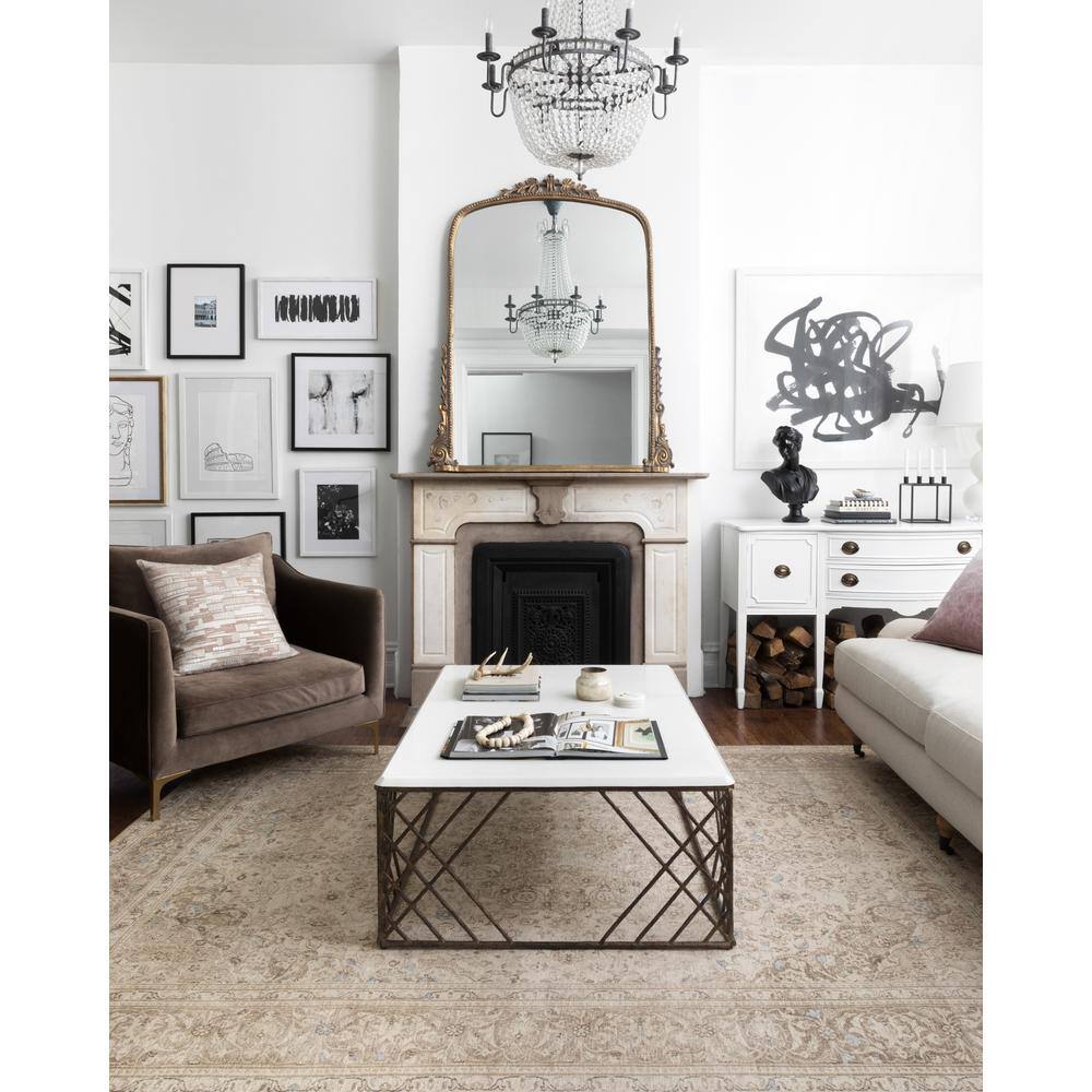 Gray and Beige Polyester Oriental Runner Rug 2'-6" x 7'-6"