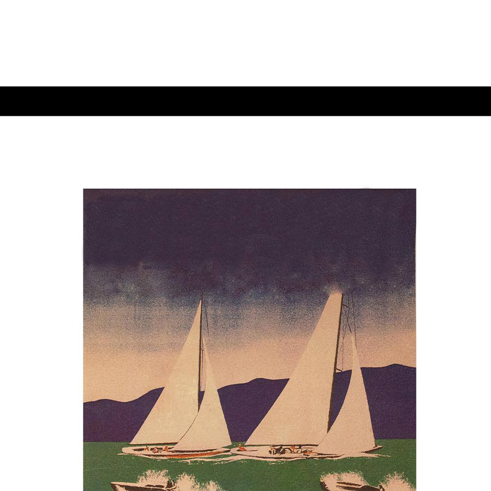 Vintage Sailboats Abstract Print in Black Frame for Kids
