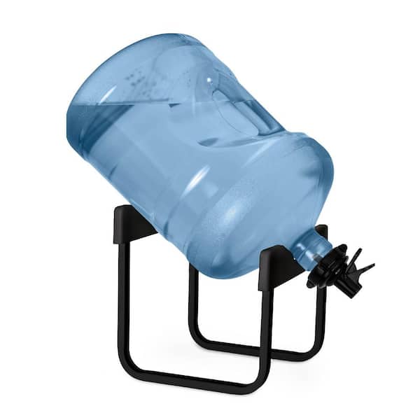 Stainless Steel 3-5 gal. Water Stand 2 Dispenser Valves, Fits Both 48 mm 55 mm Bottles CAPS Included (Black)