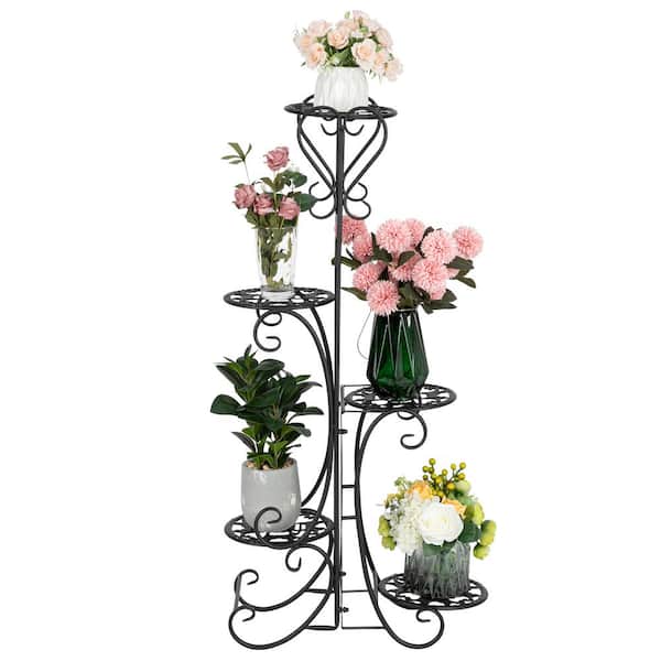 VINGLI 42.3 in. H Iron Plant Stand Flower Holder Racks Patio Stand Holder (5-Tiered)
