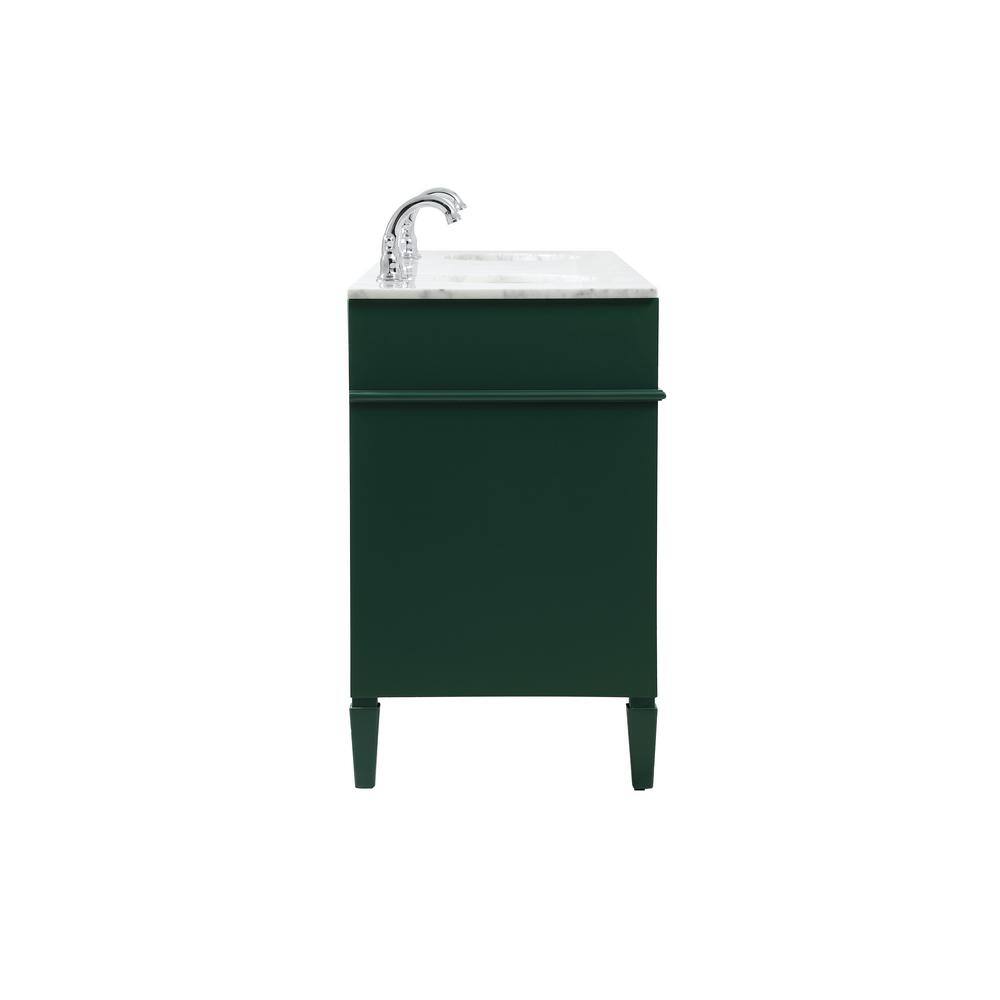 Green Solid Wood MDF Marble Double Bathroom Vanity with Porcelain Sinks