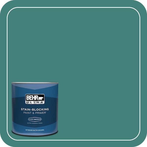BEHR ULTRA 1 qt. #M450-6 Bubble Turquoise Extra Durable Satin Enamel Interior Paint & Primer