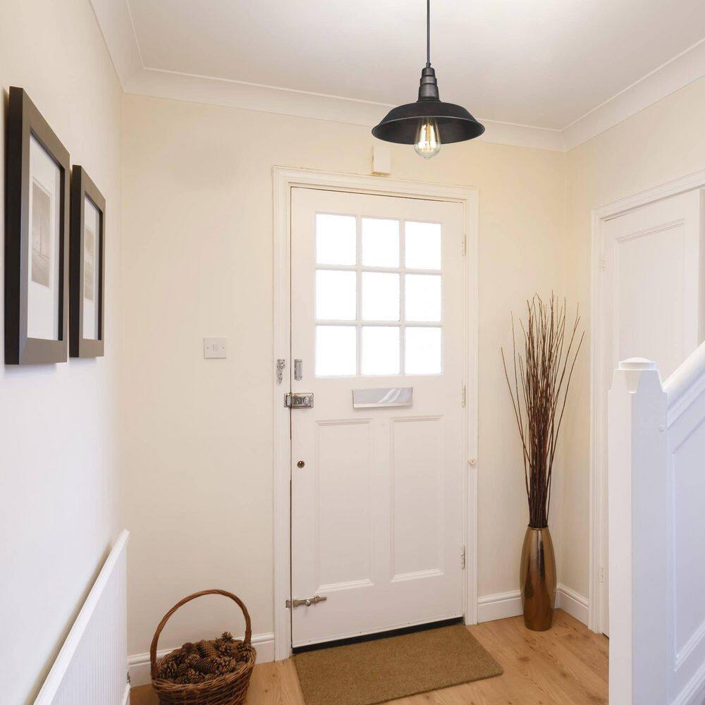 Mini Black Rustic Farmhouse LED Pendant Light with Metal Shade