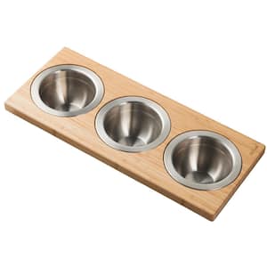 16.75 in. Workstation Kitchen Sink Composite Serving Board Set with Round Stainless Steel Bowls