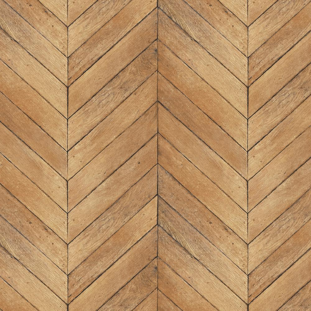 Tan Chevron Wood Vinyl Wallpaper Roll