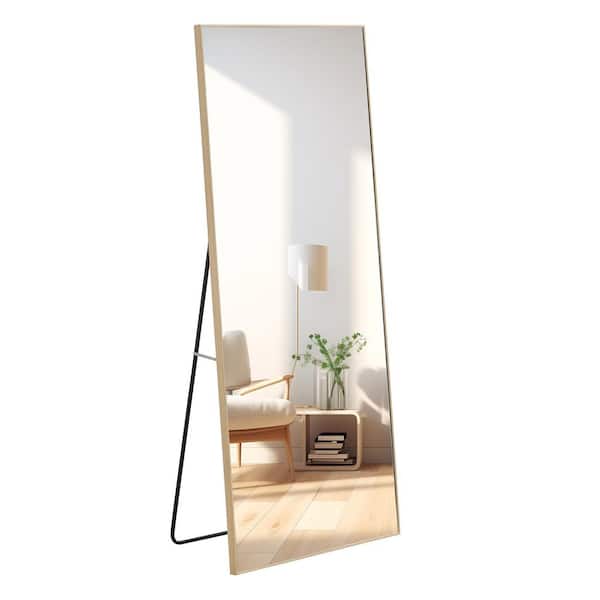 Unbranded 31.4 in. W x 71 in. H Rectangle Solid Wood Frame Dressing Mirror in Light Brown