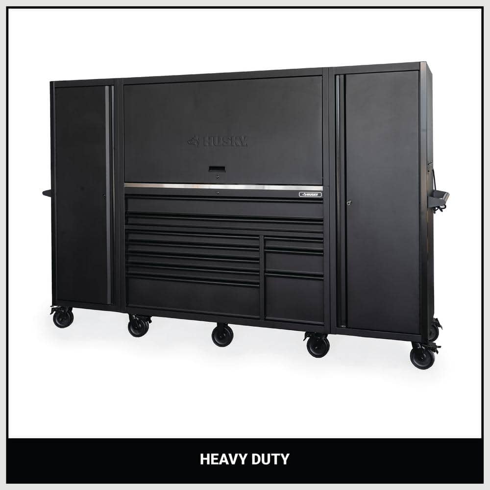 62 in. W x 24 in. D Heavy Duty 10-Drawer Mobile Workbench with Combo Hutch 