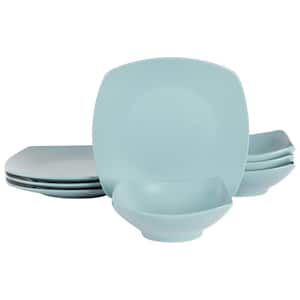 Zen Buffetware 8 Piece Fine Ceramic Dinnerware Set In Matte Arctic Blue Service Set of 4