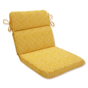 Herringbone 21 in. W x 3 in. H Deep Seat, 1-Piece Chair Cushion with Round Corners in Yellow/Ivory Herringbone