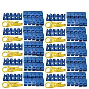 CAT6A Unshielded Punch Down Keystone Jack with Tool in Blue (100-Pack)